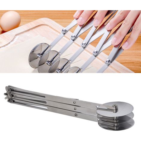 Dreirädriges Messer zum Schneiden von Fladenbrot, frittierten Krapfen und anderen Pizzasorten mehrrädriges Kochmesser Schneidemesser aus Edelstahl. (1/5)