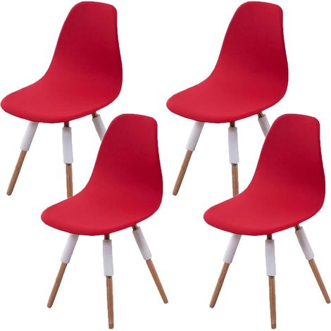 Housse de Chaise scandinave Extensible 4pcs Bordeaux (1/5)
