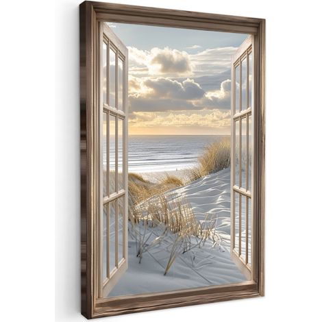 CUADRO EN LIENZO vista - Playa - Dunas - Mar - Naturaleza Pinturas 40x60 cm