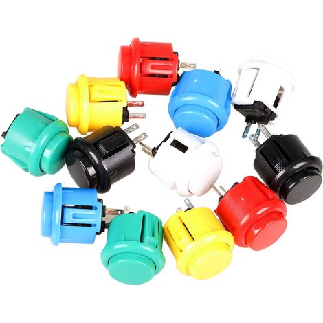 Interruttore a pulsanti arcade OEM da 12 x 24 mm, ideale per la creazione di joystick per giochi di combattimento e giochi per PC (24 pulsanti).