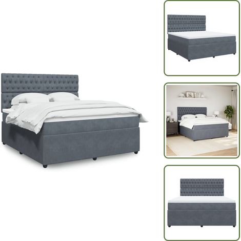 Sommier à lattes de lit et matelas Gris foncé 180x200cm Velours - Sommier À Lattes De Lit - Sommiers À Lattes De Lit - Lit - Meuble De Chambre À Coucher (1/5)
