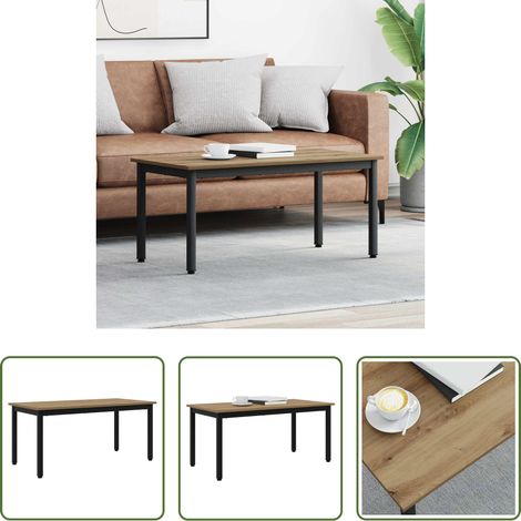 Couchtisch Eiche -  Couchtisch Kunsthandwerk Eiche 100 x 50 x 45 cm Holzwerkstoff (1/5)