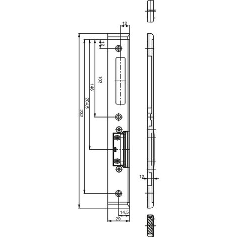 GU Schließblech f. Secury zum Aufschrauben,verst.m. AT-Stück,rechts,verz. silber
