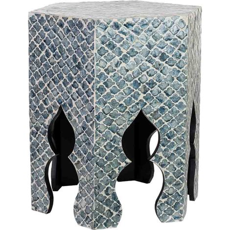Mesa auxiliar de madera y capiz gris 45x40x50h cm (1/5)
