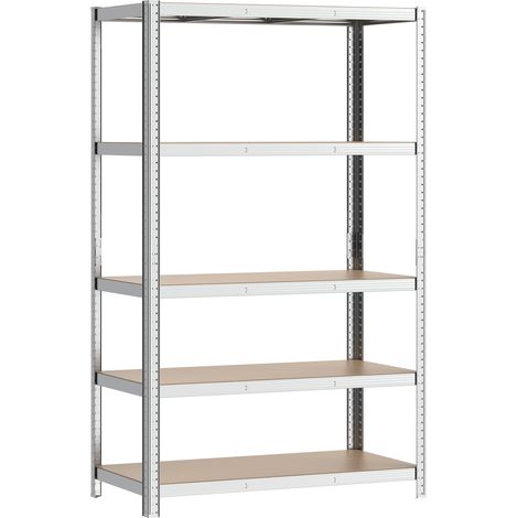 Wiltec Scaffale per carichi pesanti zincato 100x60x200cm Scaffale a incastro 5 ripiani 200kg/piano