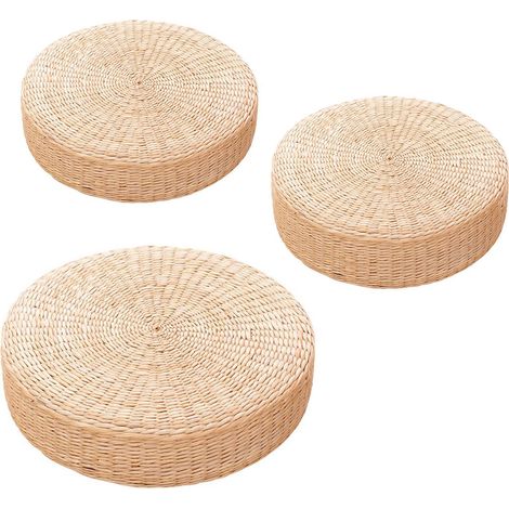 Tapis futon tressé à la main, natte en jonc rond, solide couleur unie, idéal pour fenêtre panoramique, décoration intérieure. (1/5)
