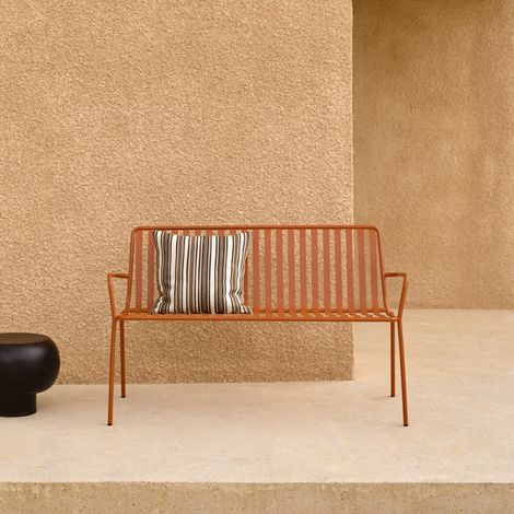 Banc de jardin Gaby 2 places en métal orange (1/5)