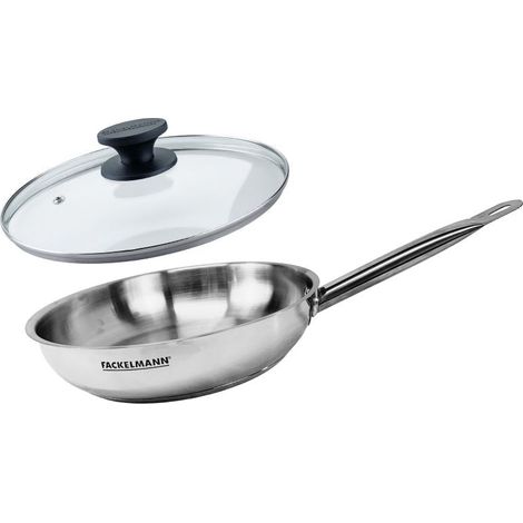 Set de 1 poêle de 24 cm en inox et couvercle en verre Fackelmann Eterna (1/5)