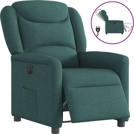 vidaXL Fauteuil inclinable électrique Vert foncé Tissu