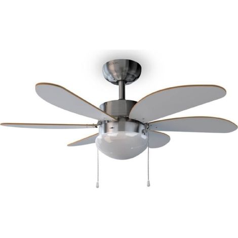 Deckenventilator mit Licht – 50-W-Kupfermotor – 3 Geschwindigkeitsstufen – 6 aerodynamische Flügel – 81 cm Durchmesser – Sommer-/Winterfunktion (1/5)