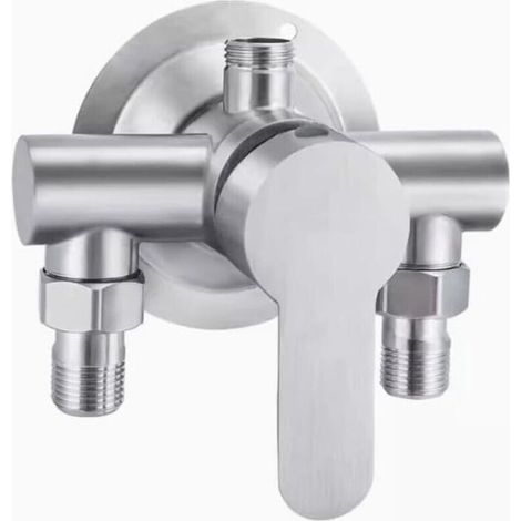 Mitigeur de douche en acier inoxydable, filetage G1/2, robinet mitigeur eau chaude/eau froide, poignée murale en métal (1/5)
