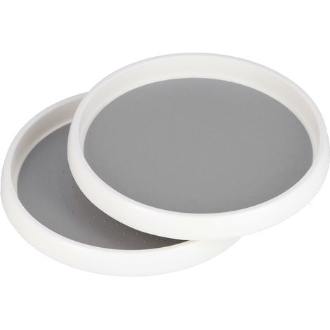 Plateau tournant antidérapant et multifonctionnel pour placard, étagère à épices rotative pour la cuisine, lot de 2, petit format. (1/5)