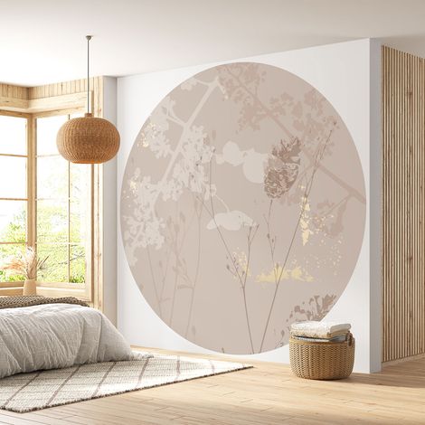 Papier peint rond / cercle - Motif botanique - Diamètre 30 cm (1/4)
