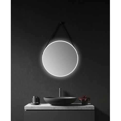 Miroir Mural Rond décoratif avec éclairage LED indirect en Blanc Mat Ø 50 cm 50263 (1/5)