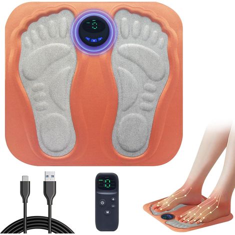 Masseur de pieds électrique, Masseur de pieds USB, Coussin de massage des pieds EMS avec 6 modes et 15 fréquences réglables, favorise la circulation sanguine (1/5)