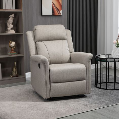 Sillón Relax Reclinable Manual Sillón Relax de Tela con Reposabrazos Reposapiés Acolchado Grueso Gris (1/5)