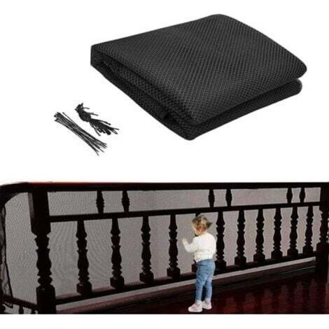 Filet de sécurité pour escaliers et balcons – 300 x 79 cm, noir, maille fine anti-chute pour enfants et chats (1/5)