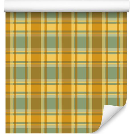 Tapete Gelb und blau kariert in Gold, Gelb und Limette 50x1000 cm (1/5)