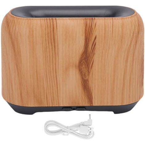Diffuseur d'huiles essentielles à flamme 3D, humidificateur de bureau d'aromathérapie USB de 150ml avec lumière LED colorée pour la maison et la chambre à coucher, Grain de bois (1/5)