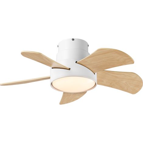 Parrot Uncle Flacher Deckenventilator mit LED-Beleuchtung 76 cm Weiß, leiser DC-Motor, Fernbedienung, 6 Geschwindigkeiten, Sommer-Winter-Funktion (1/5)