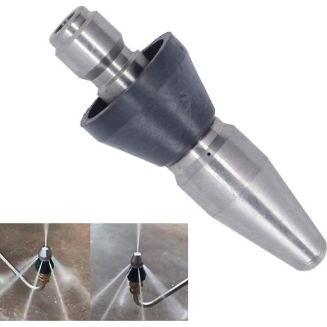Buse de vidange pour nettoyeur haute pression 5000 PSI, mini buse de vidange compacte et durable, tuyau de vidange haute pression, grand orifice - 1 trou avant, 3 trous arrière (1/5)