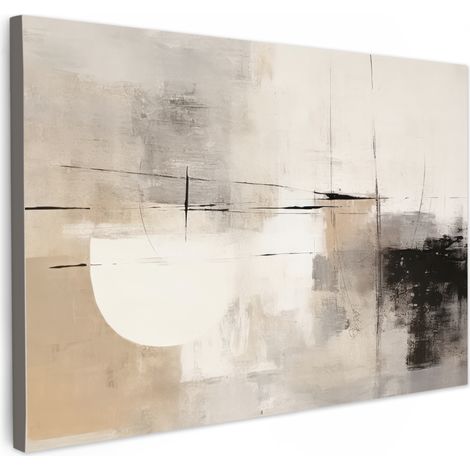 CUADRO EN LIENZO Abstracto - Arte - Gris Cuadros Decoracion Salon Modernos 120x80 cm