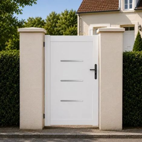 Portillon battant manuel PVC blanc BRIANÇON L 100 x H 160 cm - poignée à droite