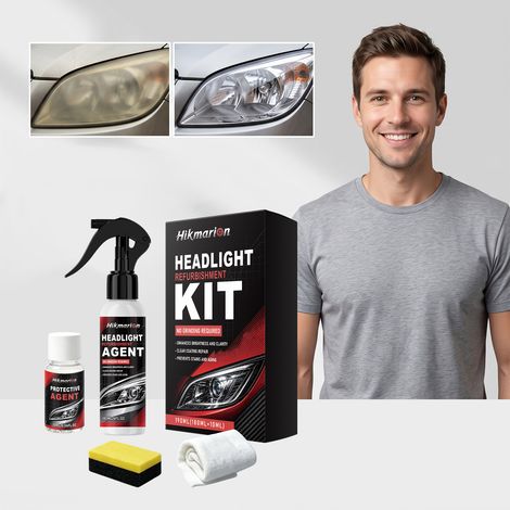 Scheinwerfer-Polierset: Scheinwerferpflege, -aufbereitung, Kratzerentfernung, Vergilbungsentfernung, Reinigung und Aufhellung – 180 ml + 10 ml + Schwamm + Tuch -- DTEKGAZ (1/5)