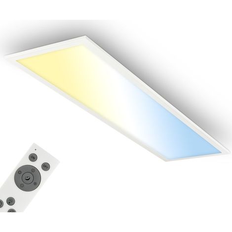 BRILONER - Panneau LED avec lumière blanc neutre, IP44 protection contre les éclaboussures, dalle led, panneau plafond, plafonnier, lustre salon, 100x25x6 cm, blanc (1/5)