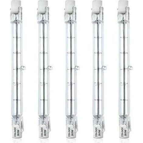 Ampoule halogène- Dimmable R7S 118mm 300W Ampoule Halogène Crayon AC220-240V 5900lm J118 Projecteur Halogène Linéaire pour l’éclairage de paysage, sécurité, lampadaire (Lot de 5, Blanc Chaud 2800K)- (1/5)