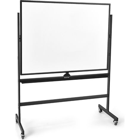 Pizarra magnética móvil reversible de 90 x 120 cm con altura regulable y 4 ruedas para oficina moderna acero blanco 200017619