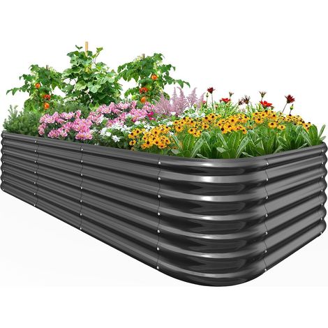 Quictent Kit carré potager surélevé galvanisé, 240x120x62cm