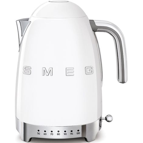Smeg – Bouilloire électrique sans fil 1,7 L 2400 W KLF04WHEU – 7 températures de 50°C à 100°C – Affichage LED – Maintien au chaud 20 min