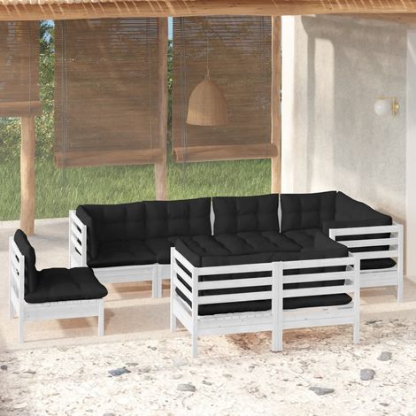 8-tlg. Garten-Lounge-Set mit Kissen Weiß Kiefer Massivholz vidaXL (1/5)