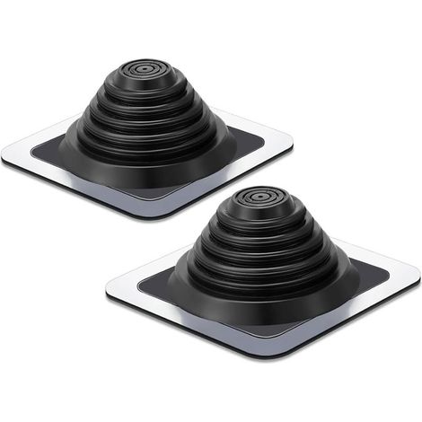 Lot de 2 grilles d'aération de toit en métal clignotantes pour maisons - Convient aux tuyaux de 0,6 cm à 14,5 cm - Crics de toit flexibles Epdm pour toiture, base carrée 20,3 x 20,3 cm (1/5)
