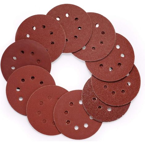 Disques de ponçage Velcro 80 pièces, grain 125 mm, papier de verre rond 8 trous, feuilles abrasives pour ponceuses, grains de papier de verre 40/60/80/100/120/150/180/240/320/400 pour le ponçage/polis