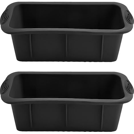 2 Pièces Moule Gâteau Silicone, Moules à Pain Rectangle Antiadhésif pour la Cuisson Des Gâteaux, Des Toasts (Noir) (1/5)