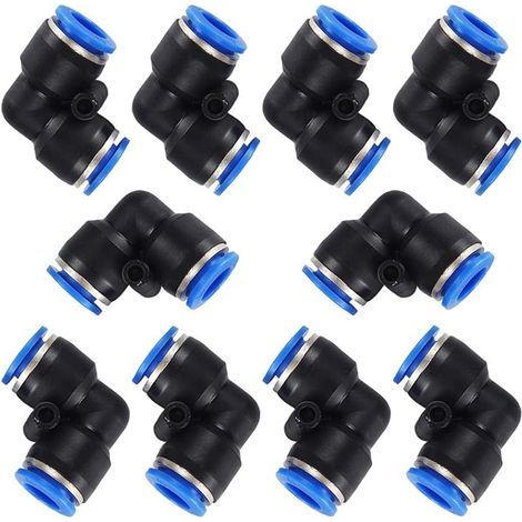 Lot de 10 raccords coudés Compatible with outils pneumatiques - 10 mm - Raccords coudés en plastique - Raccord coudé à 90 degrés - Raccords pneumatiques (1/5)