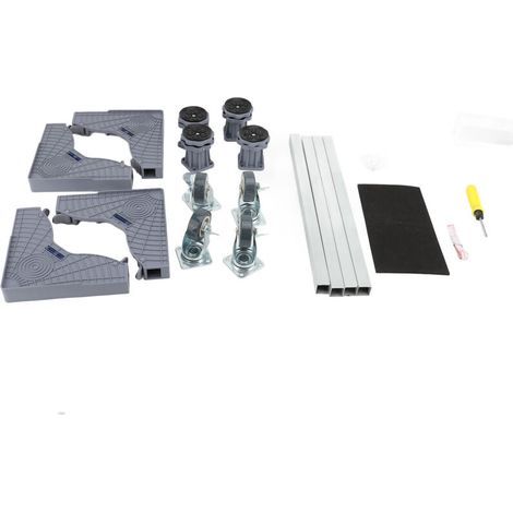 Support pour machine à laver avec roulettes – Plateforme réglable et robuste en acier, hauteur ajustable 10–15 cm, universel (1/4)
