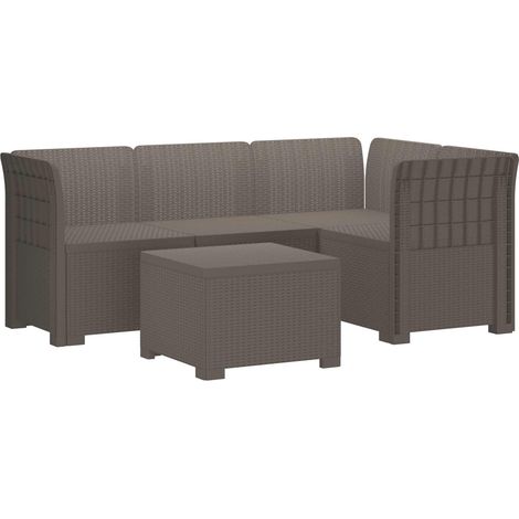 Divano da giardino 4 posti aspetto rattan PP Grigio Chiaro vidaXL (1/5)