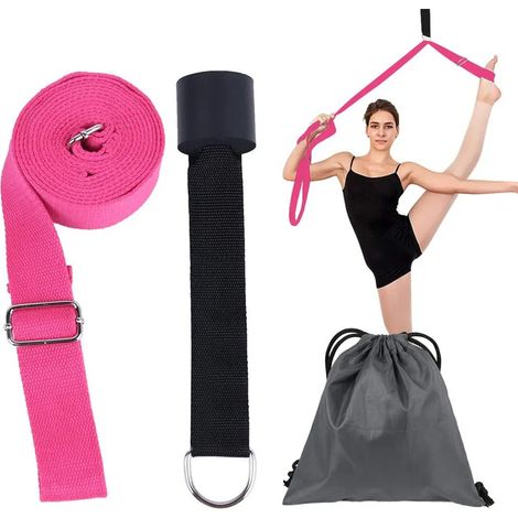 Bande élastique pour étirement des jambes (yoga) d'environ 3 m x 3,8 cm avec sac de fixation pour porte (1/5)