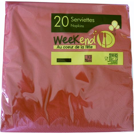 20 dreilagige rote Servietten 40 x 40 cm 20 dreilagige rote Servietten 40 x 40 cm - Publi Embal