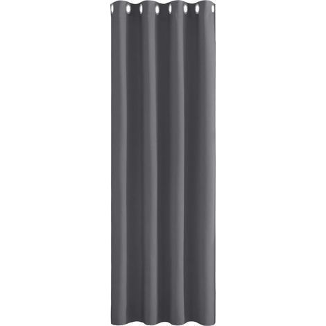 Rideau Occultant - Rideau Thermique Isolant Anti Froid Rideaux à Oeillets Décoration Chambre Fenetre, Bloquer Lumineux & Prêt à Poser, L 132 x H 160 cm, Gris, 1 Panneau (1/5)