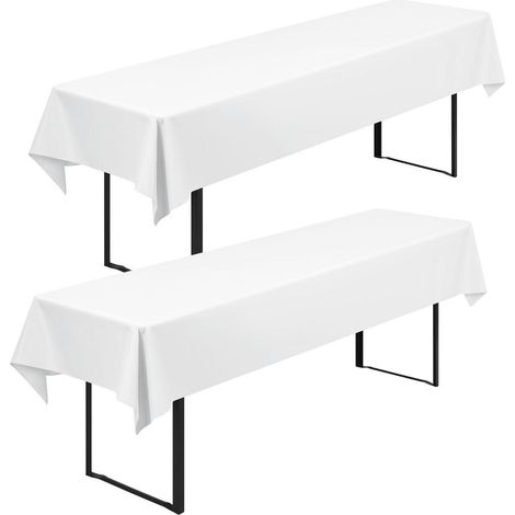 2er Set Biertischhusse 250x100cm Weiß, Polyester, Waschbar, Knitterfrei