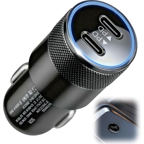 60W Allume Cigare USB C 2 Ports PD 30W Charge Rapide Chargeur Voiture 12V Chargeur Voiture Rapide pour 16 15 14 13 12 11 Pro Max Mini 25 24 Pura 70 AirPods Switch (1/5)