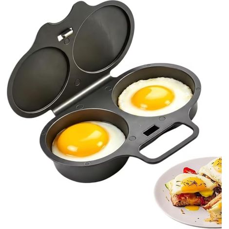 Pocheuses à ufs Micro-Ondes,Cuiseur a ufs,Moule à Vapeur,Microwave Egg Poacher with Lid & Handle,2 Cavity Microwave Egg Poacher,Cuiseur Oeuf Micro Ondes,Antiadhésive Sans Huile,Facile à Nettoyer,B (1/5)