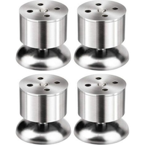 Lot de 4 Pieds - 6cm de Meuble Réglable Pieds de Table en Acier Inoxydable avec Tapis en Caoutchouc et Vis (1/4)