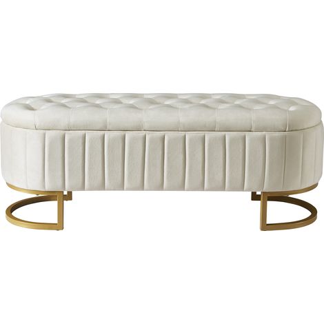 Stauraum Bank Ottoman Bank mit Stauraum in Samt Beige (1/5)
