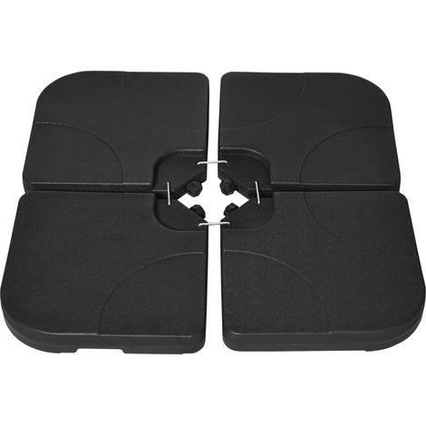 Outsunny Set 4pz Base per Ombrellone in HDPE Riempibile con Acqua o Sabbia Nero