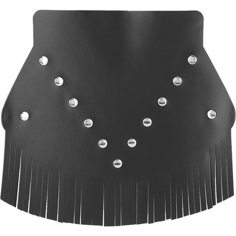 Guardabarros trasero universal de cuero con flecos para motocicleta, ideal para proteger los neumáticos (negro). (1/5)